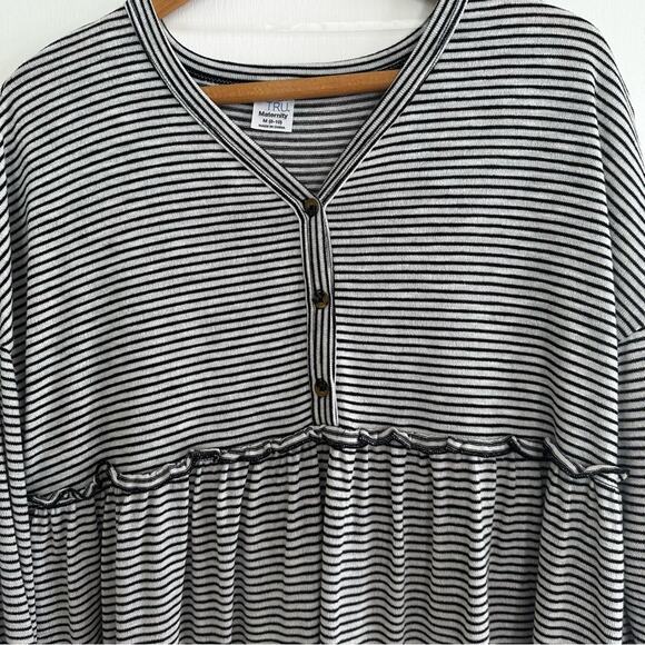 Time and Tru Maternity Black and White Stripe Long sleeve Flowy Top M - Picture 2 of 10
